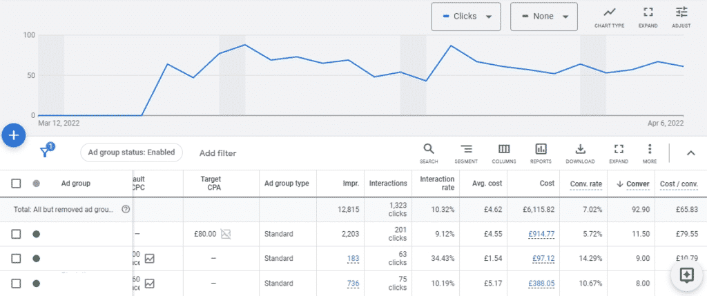 Google Ads dashboard showing successful campaigns