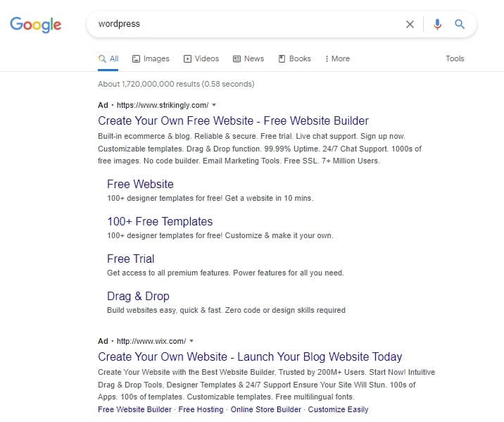 example of bidding on competitor branded search terms on google ads