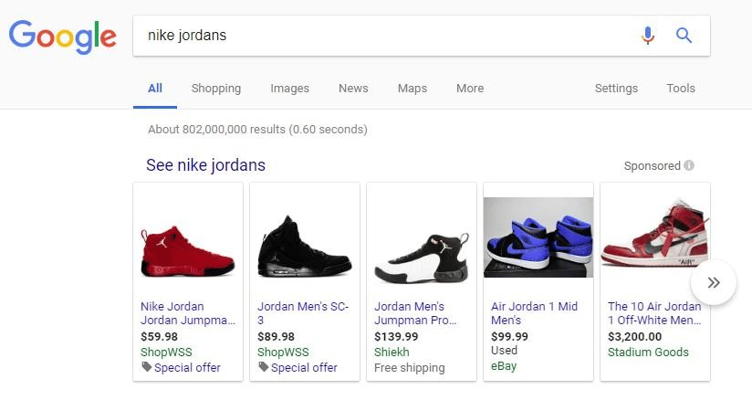 Google shopping ads placement in the SERP