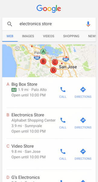 Google local search ad