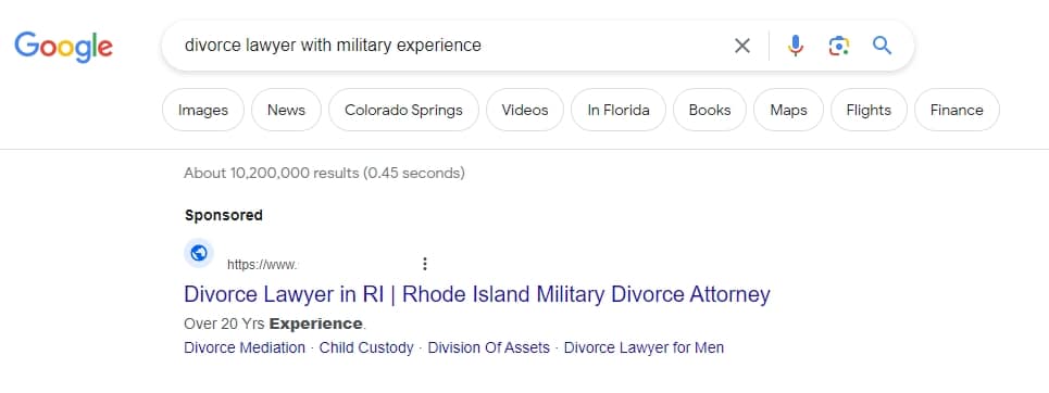 an example of a ppc google ad for law firms