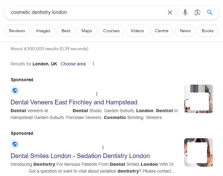 example of a great google ad for dentists